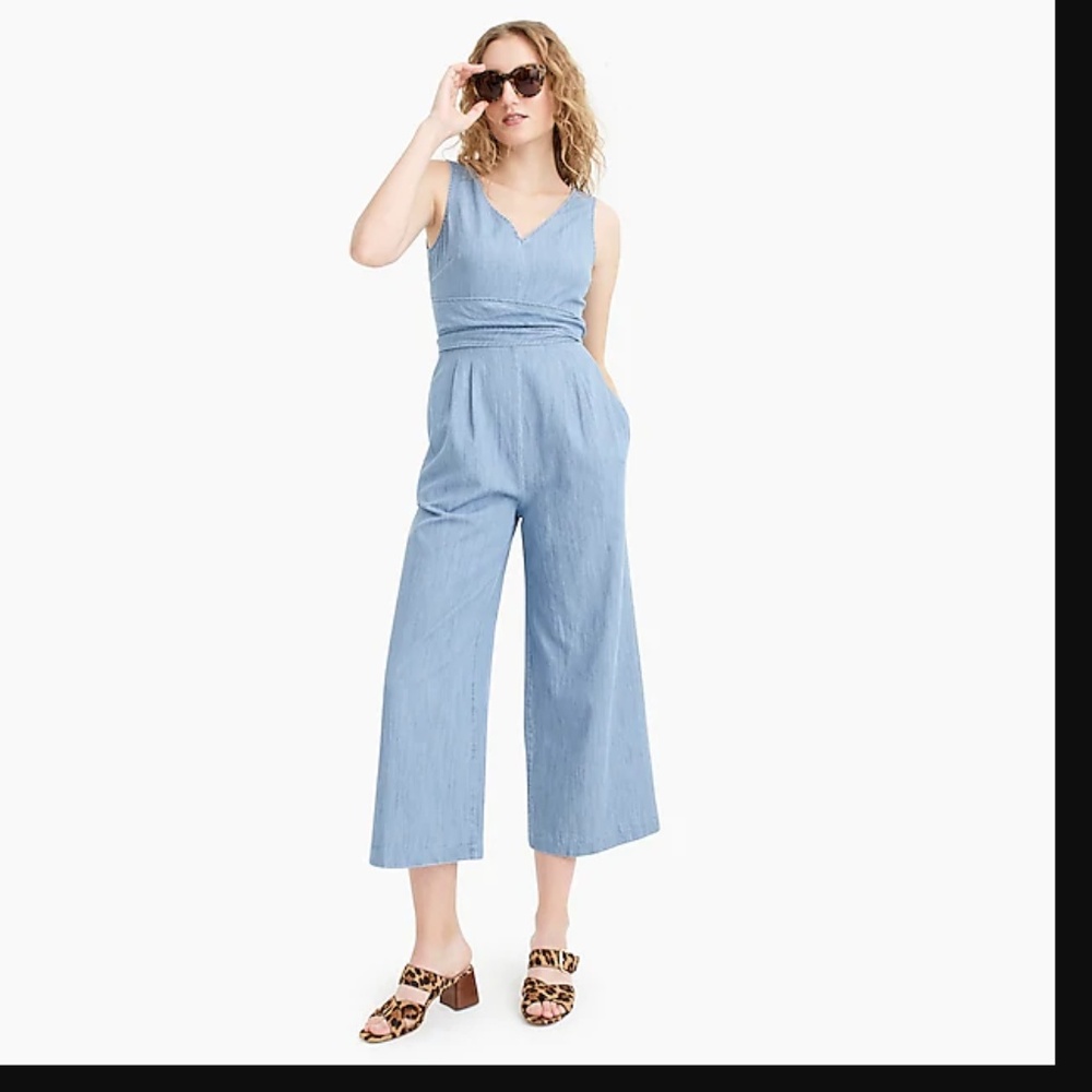 J. Crew Wrap tie jumpsuit in chambray